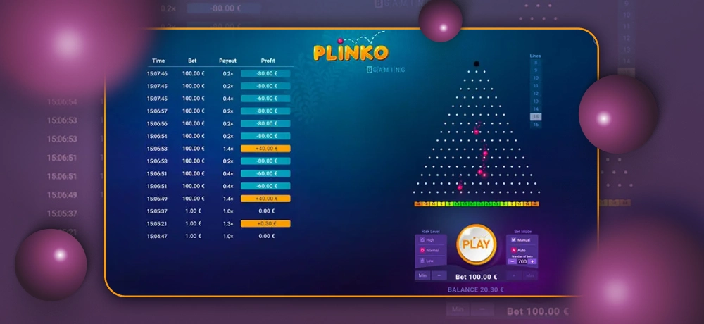 Plinko Bgaming playfield